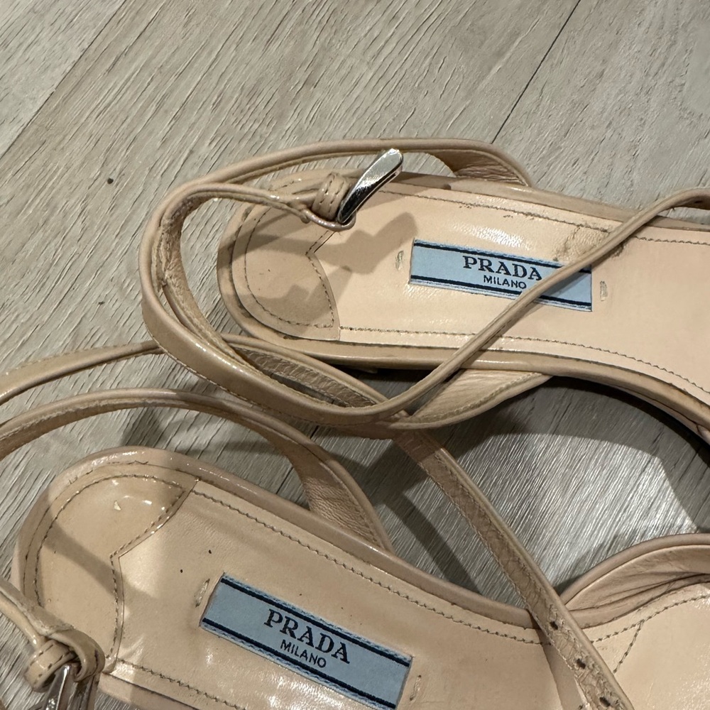 Prada Women's Beige Sandals kitten heel perfect for work